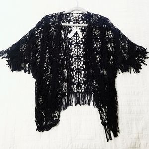 Black croquet bobo open shirtsleeves cardigan
S M